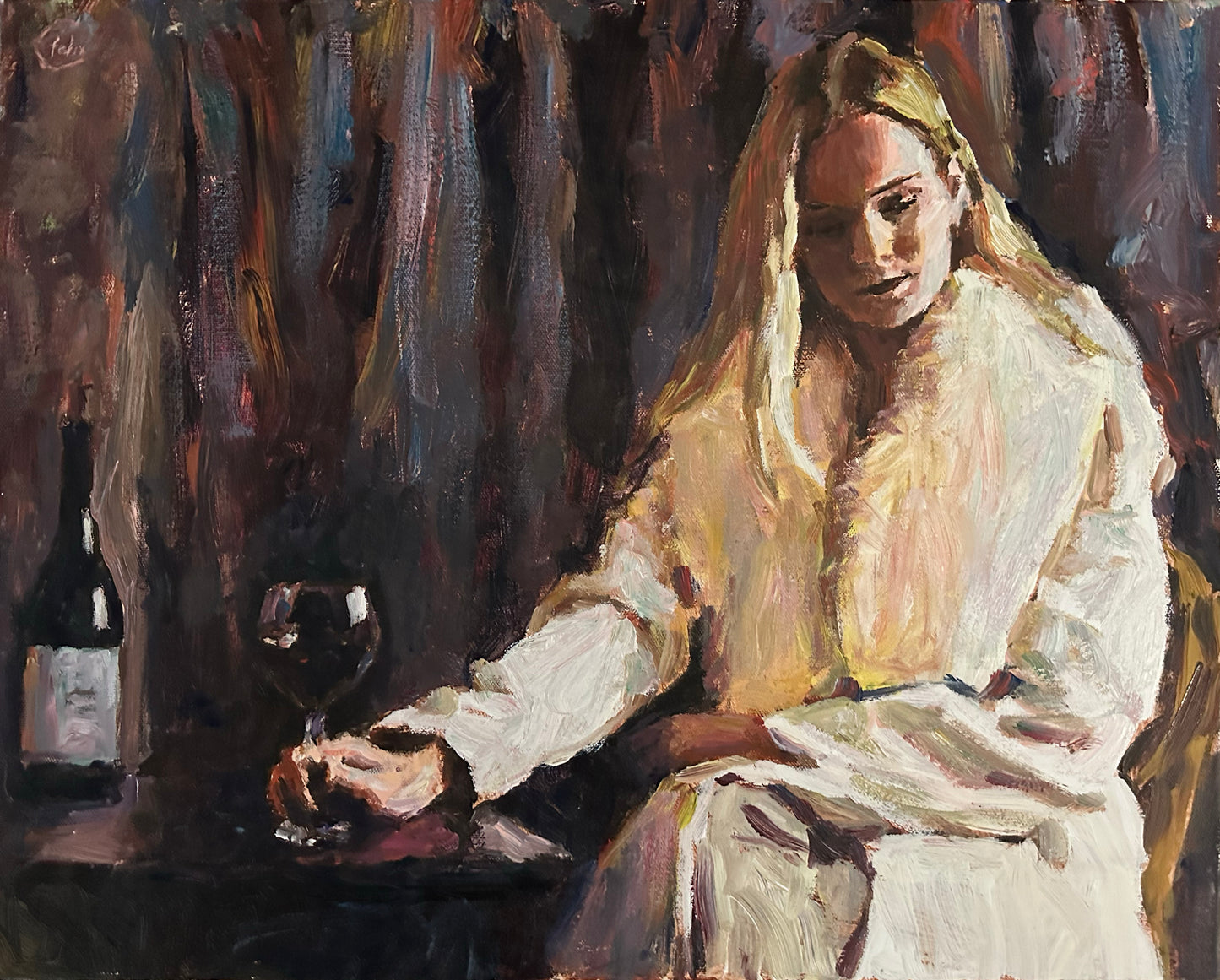 "Woman With Wine" Original Painting